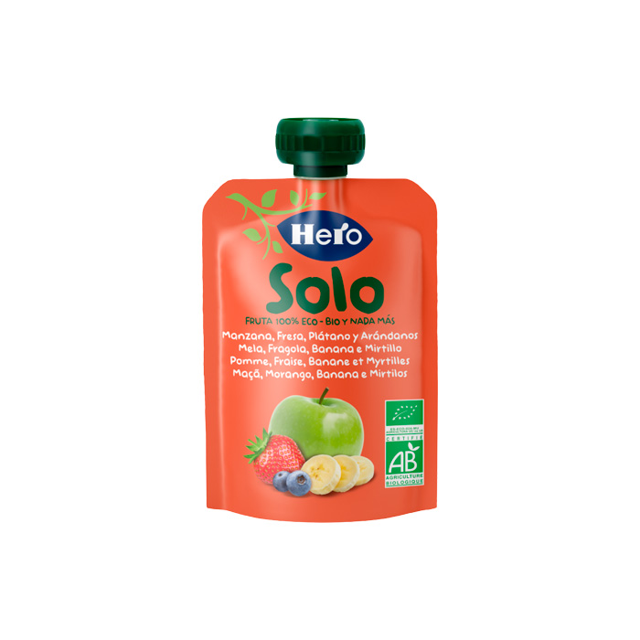 Hero Solo Bolsitas de Plátano, Pera y Naranja ECO 4x100 gr - Atida