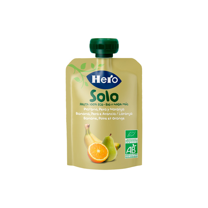 Hero Solo Bolsita Eco Plátano, Pera y Naranja 100g