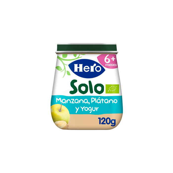 Tarrito de yogur natural desde 6 meses Hero Baby sin gluten pack de 2  unidades 120 g.